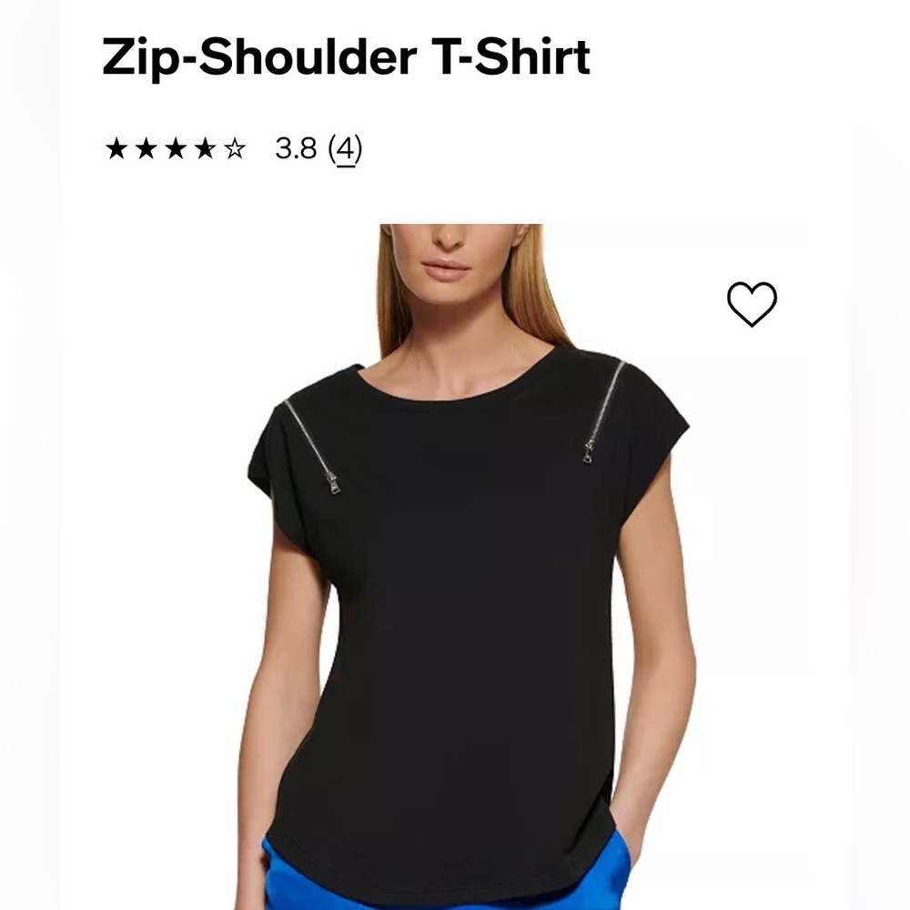 NWT DKNY's classic Faux leather crewneck tee with edgy zipper detail.